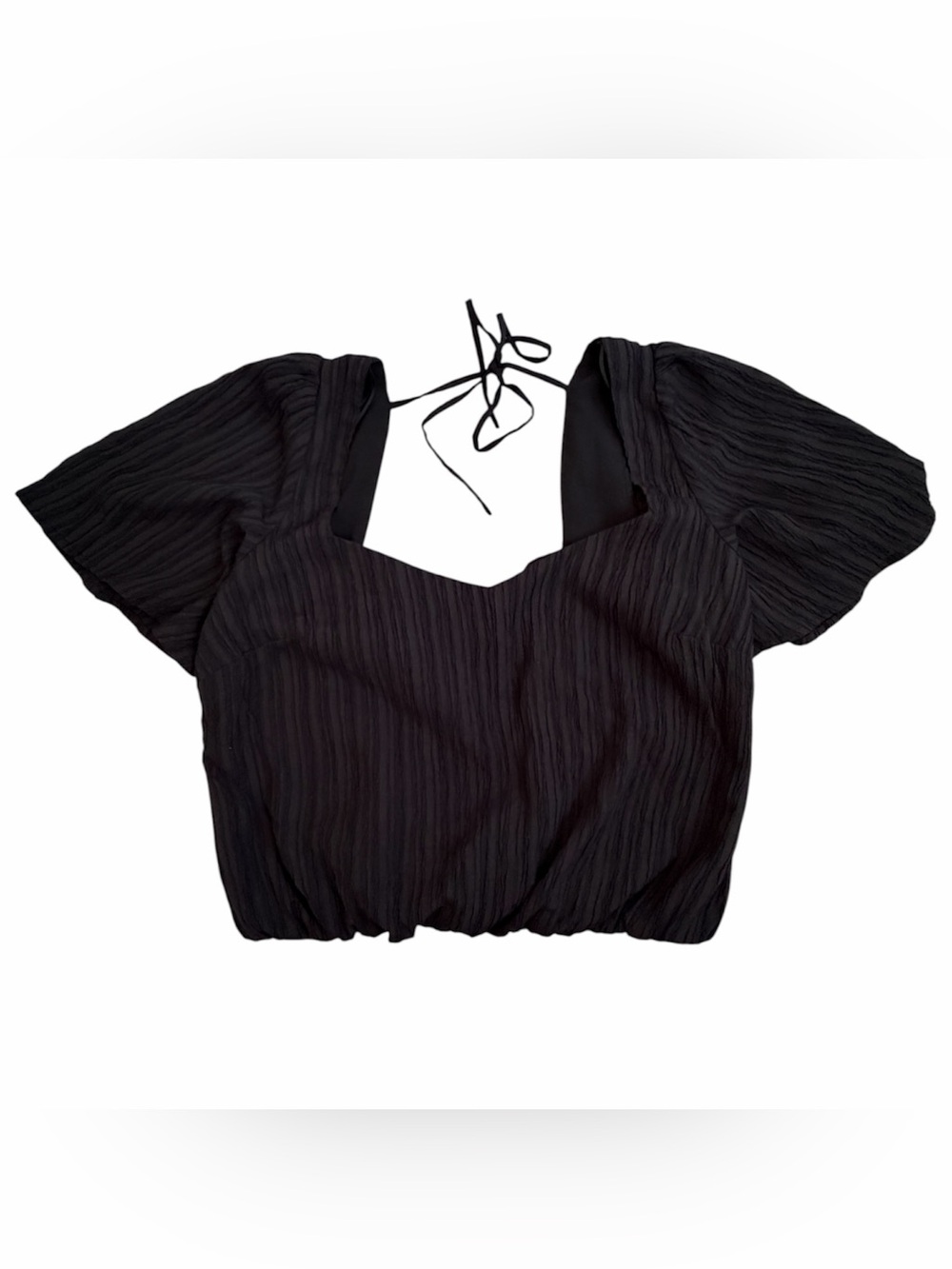Astr Black Tie-Back Cropped Top